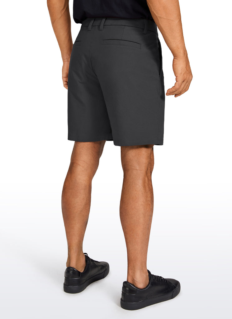 CRZ YOGA Men's Work Classic Fit All-Day Comfort Golf Shorts Pocket 7'' Black