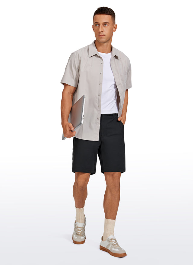 CRZ YOGA Men's Work Classic Fit All-Day Comfort Golf Shorts Pocket 9'' Gull Gray