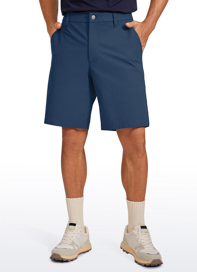 CRZ YOGA Men's Work Classic Fit All-Day Comfort Golf Shorts Pocket 9'' True Navy