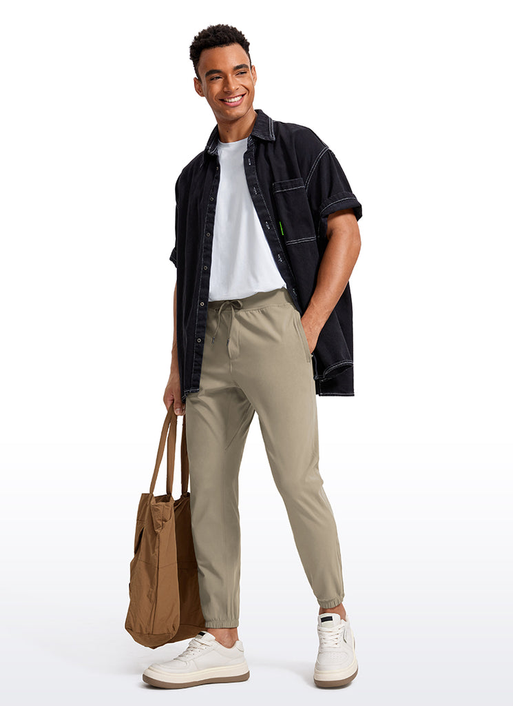 CRZ YOGA Men's Run Slim Fit On the Travel Joggers 28''- Ankle Zipper Khali Barley