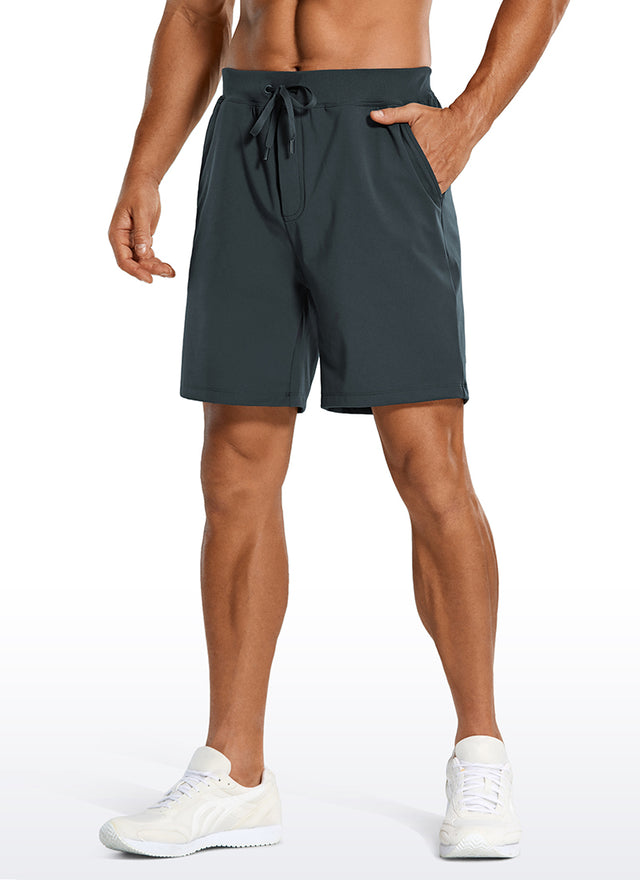 CRZ YOGA Men's Train Relaxed Fit On the Travel Linerless Shorts 7'' Melanite