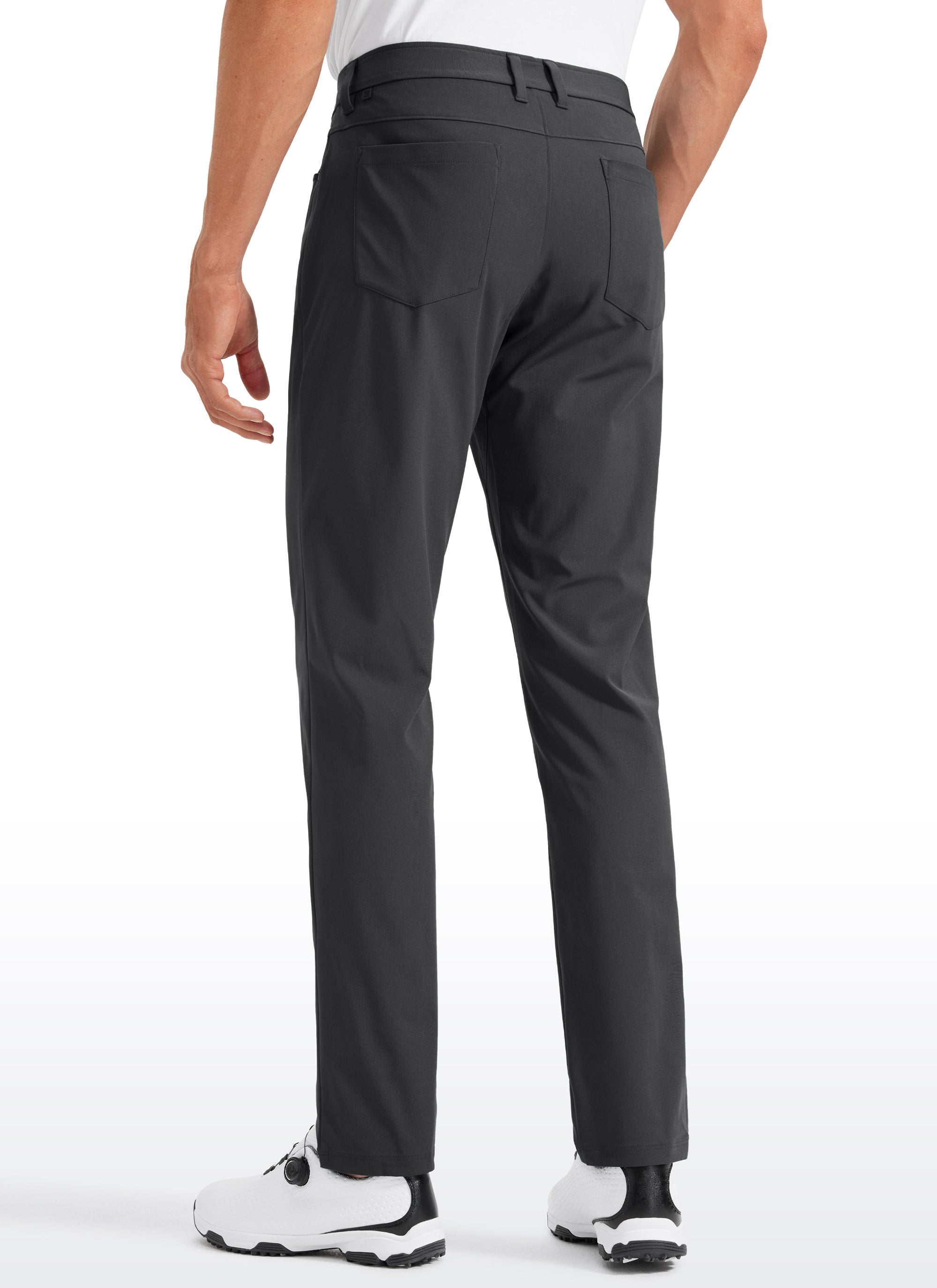 CRZ YOGA Mens Work Slim Fit All-Day Comfort Golf Pants 5 Pockets 32'' Ink Gray