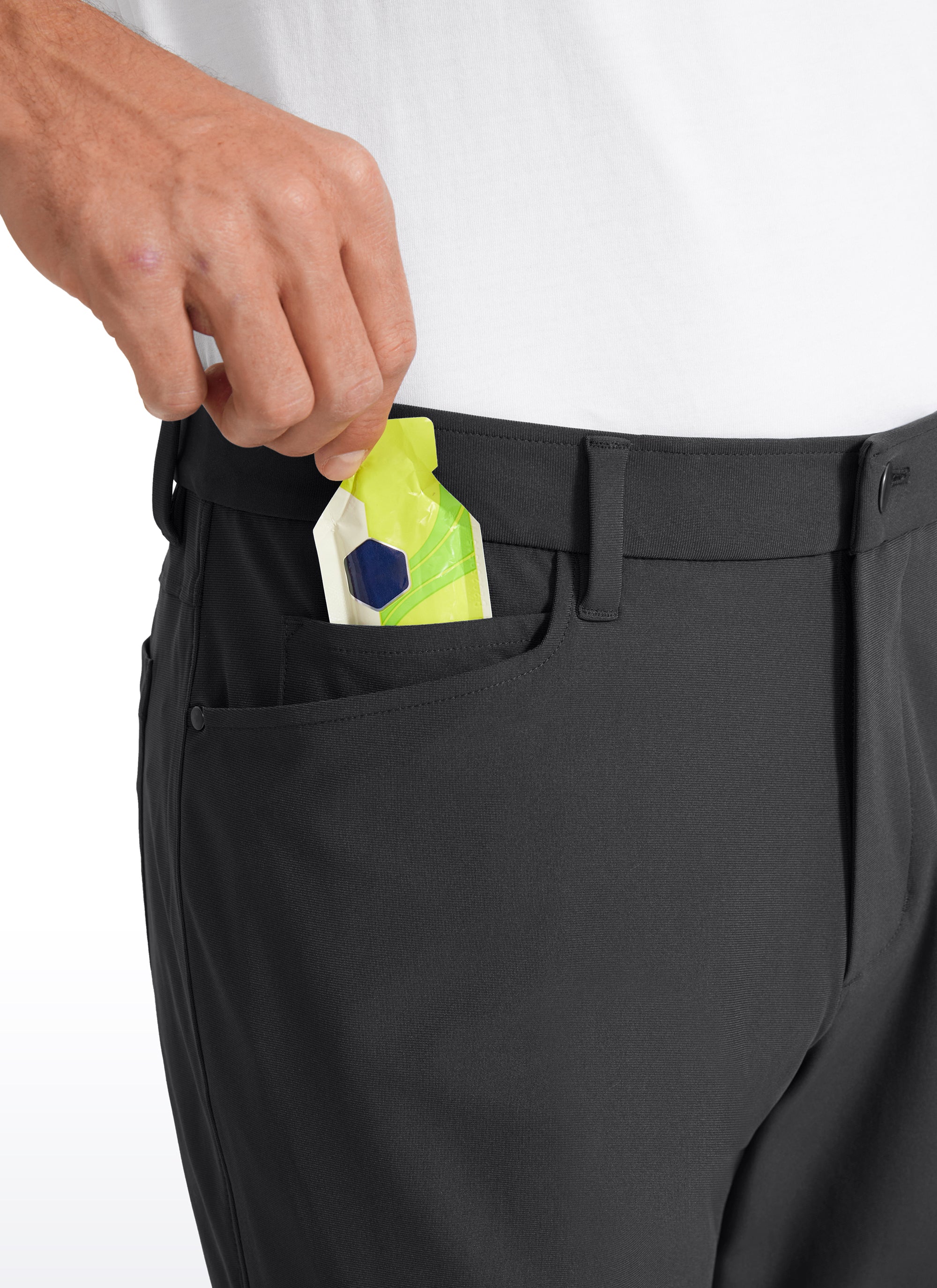 CRZ YOGA Mens Work Slim Fit All-Day Comfort Golf Pants 5 Pockets 30'' Ink Gray