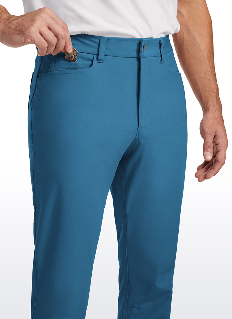 CRZ YOGA Mens Work Slim Fit All-Day Comfort Golf Pants 5 Pockets 30'' Iron Blue