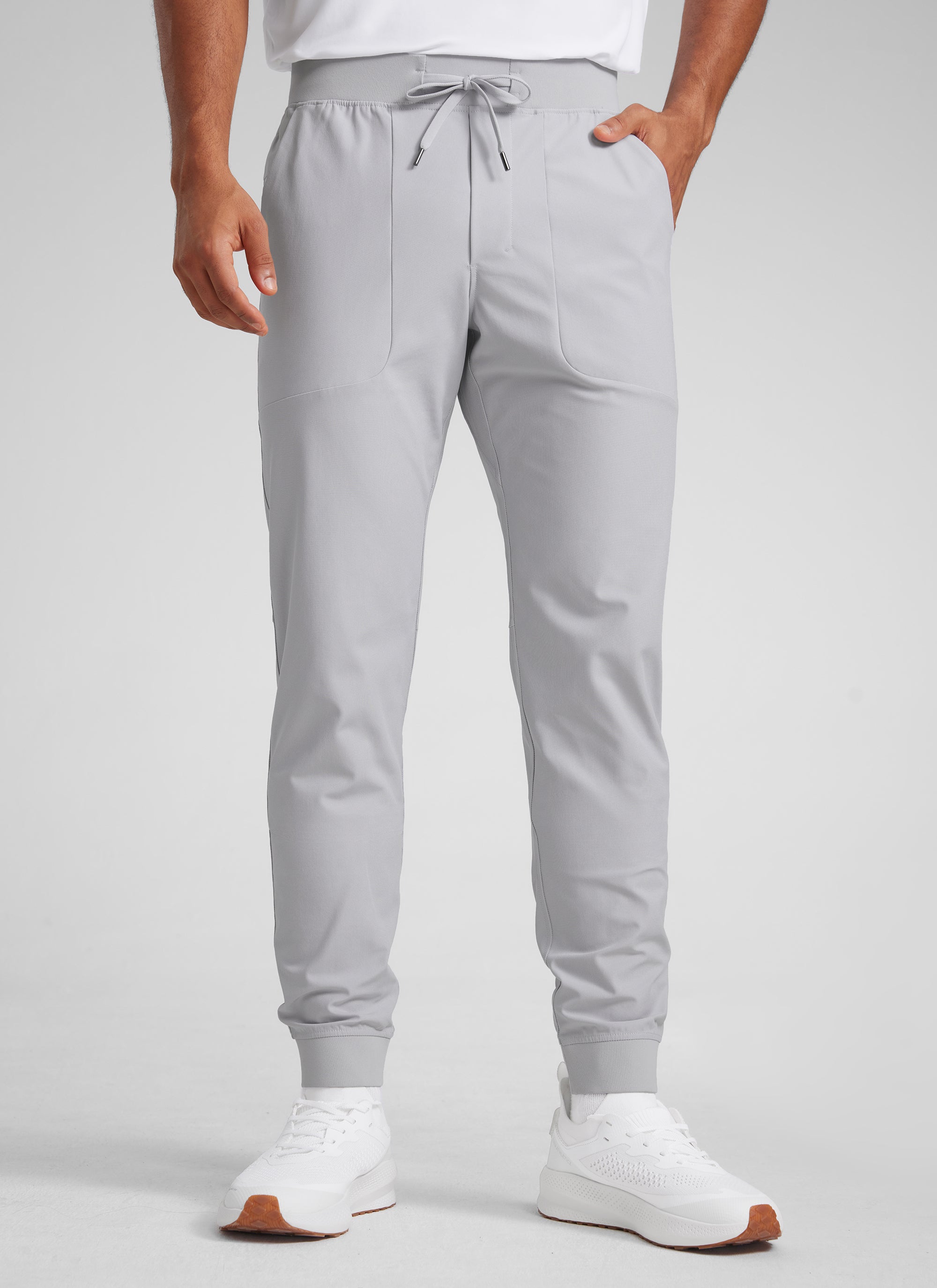 CRZ YOGA Men All Day Comfy Slim-Fit Golf Joggers 32'' with Pockets Platinum Grey