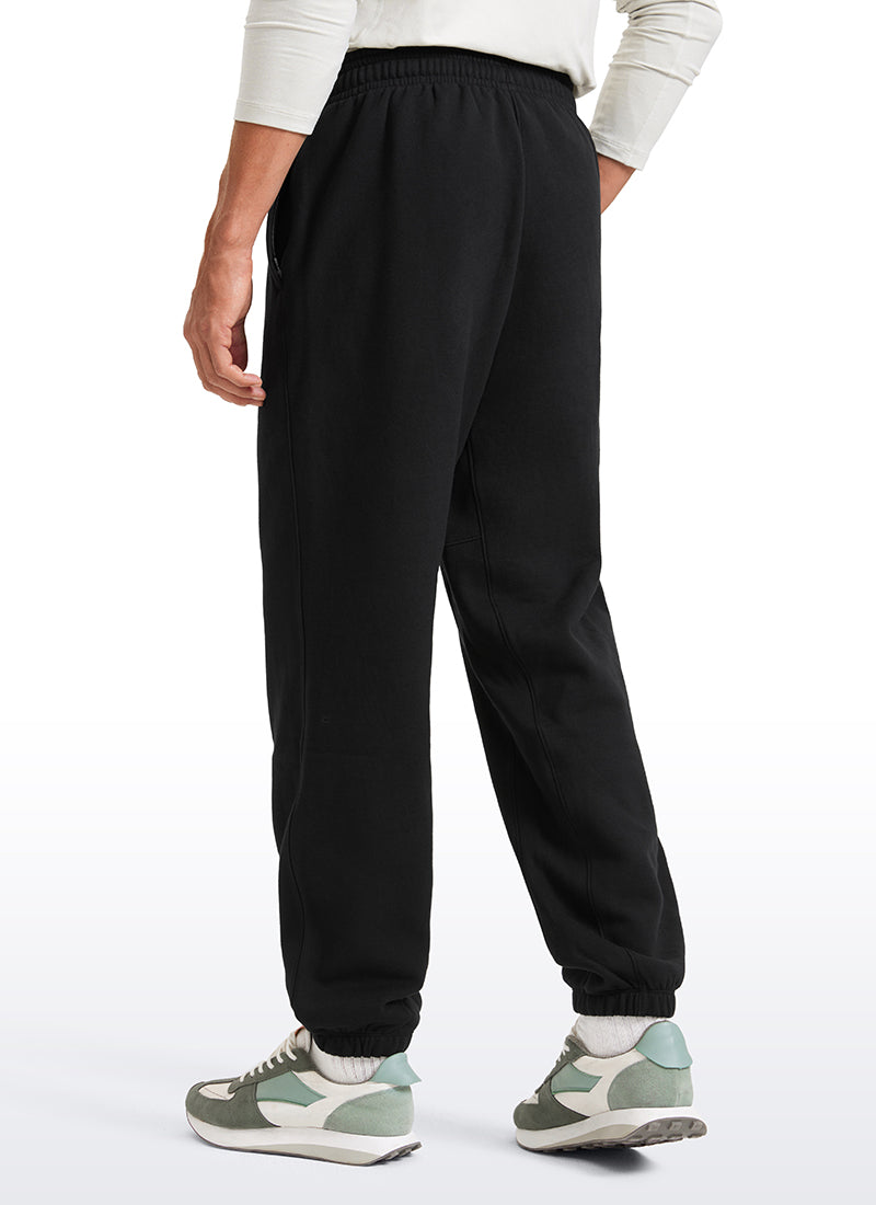 CRZ YOGA Men's Loosed Fit Cotton Fleece Sweatpants with Pockets 32'' Black