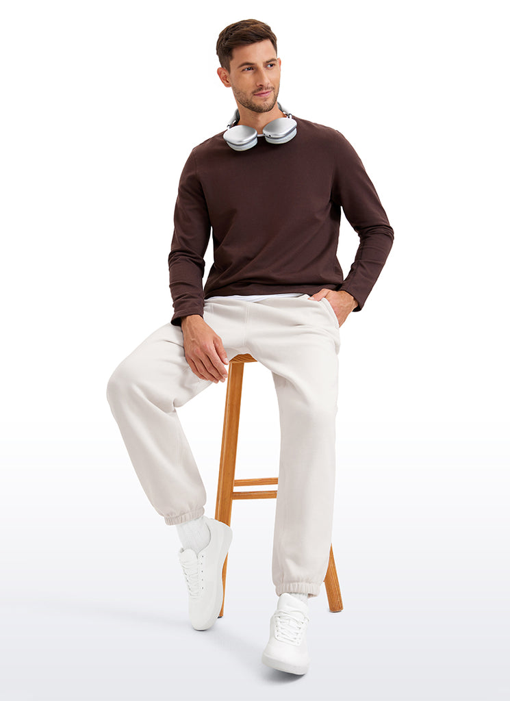 CRZ YOGA Men's Loosed Fit Cotton Fleece Sweatpants with Pockets 32'' Milky White