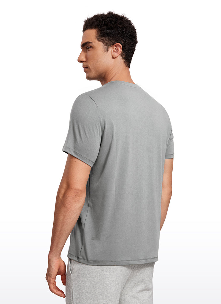 CRZ YOGA Men's Casual Classic Fit Quick Dry Crew Neck Short Sleeves Mysterious Grey