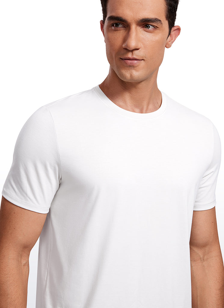 CRZ YOGA Men's Casual Classic Fit Quick Dry Crew Neck Short Sleeves White