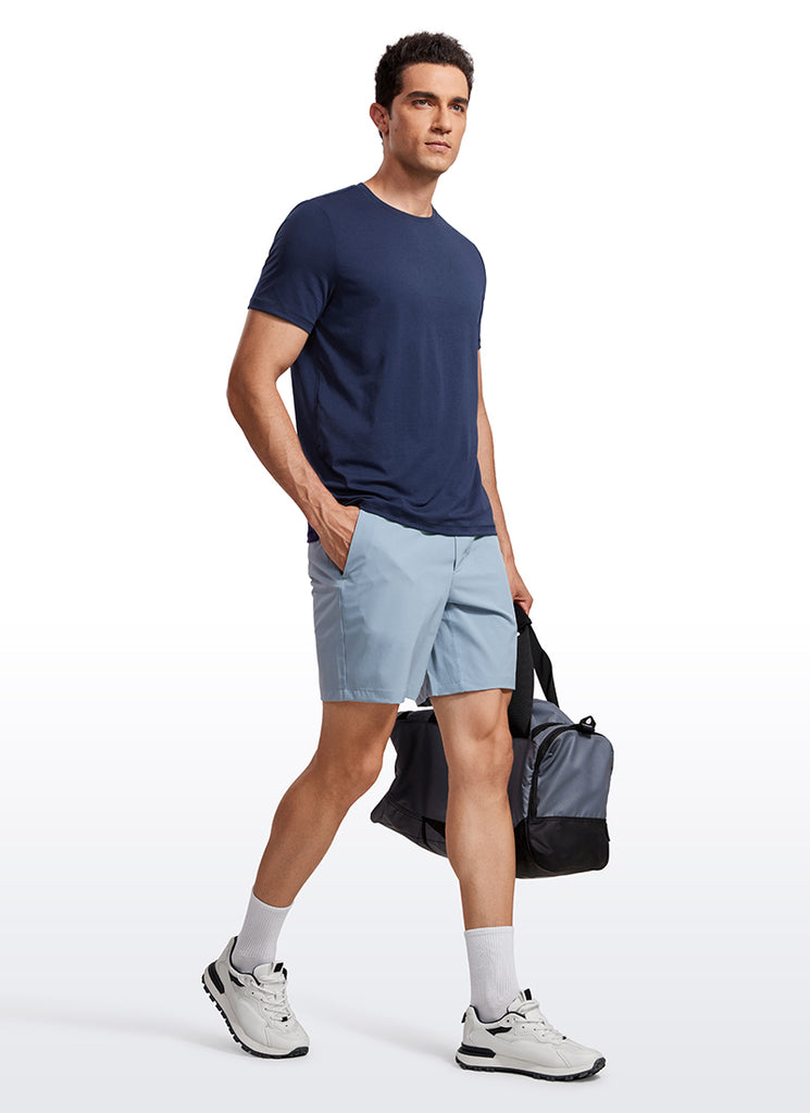 CRZ YOGA Men's Casual Classic Fit Quick Dry Crew Neck Short Sleeves Nautical Navy Blue