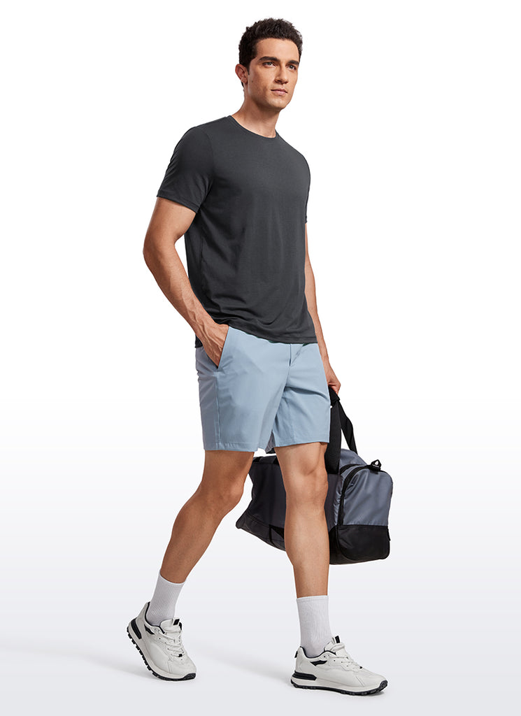 CRZ YOGA Men's Casual Classic Fit Quick Dry Crew Neck Short Sleeves Night Sea Blue