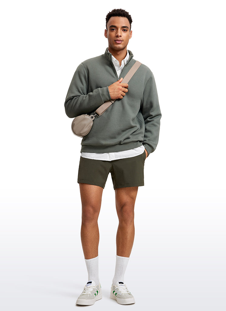 CRZ YOGA Men's Casual Relaxed Fit Fleece Lined Sweatshirts Mock Neck Grey Sage