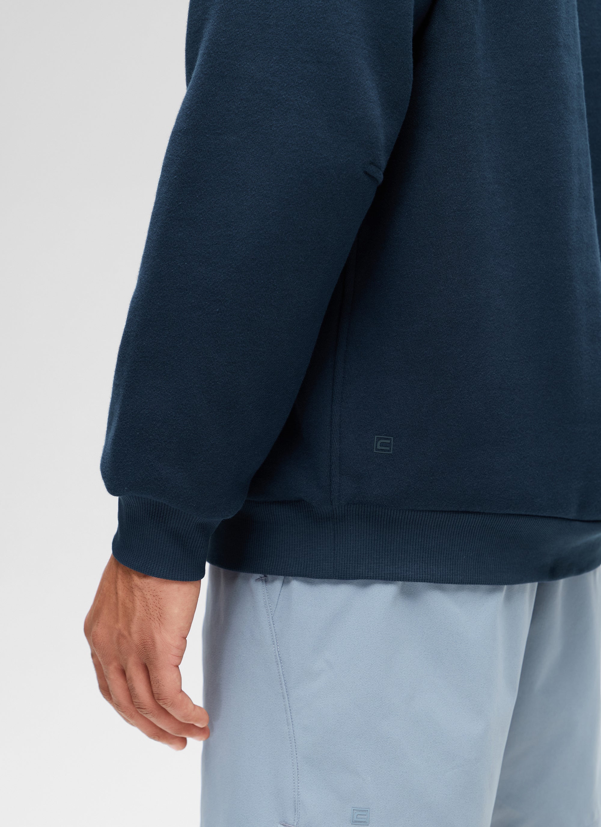 CRZ YOGA Men's Casual Relaxed Fit Fleece Lined Sweatshirts Mock Neck Ink Blue