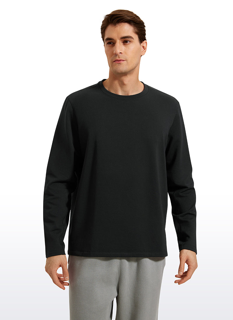 CRZ YOGA Men's Casual Classic Fit Pullover Sweatshirts Long Sleeves Black