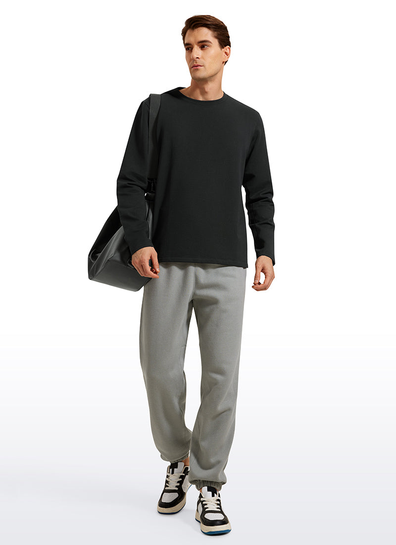 CRZ YOGA Men's Casual Classic Fit Pullover Sweatshirts Long Sleeves Black