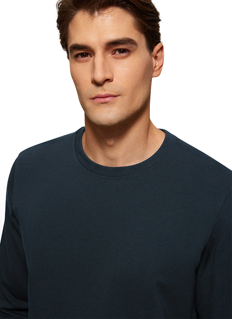 CRZ YOGA Men's Casual Classic Fit Pullover Sweatshirts Long Sleeves True Navy