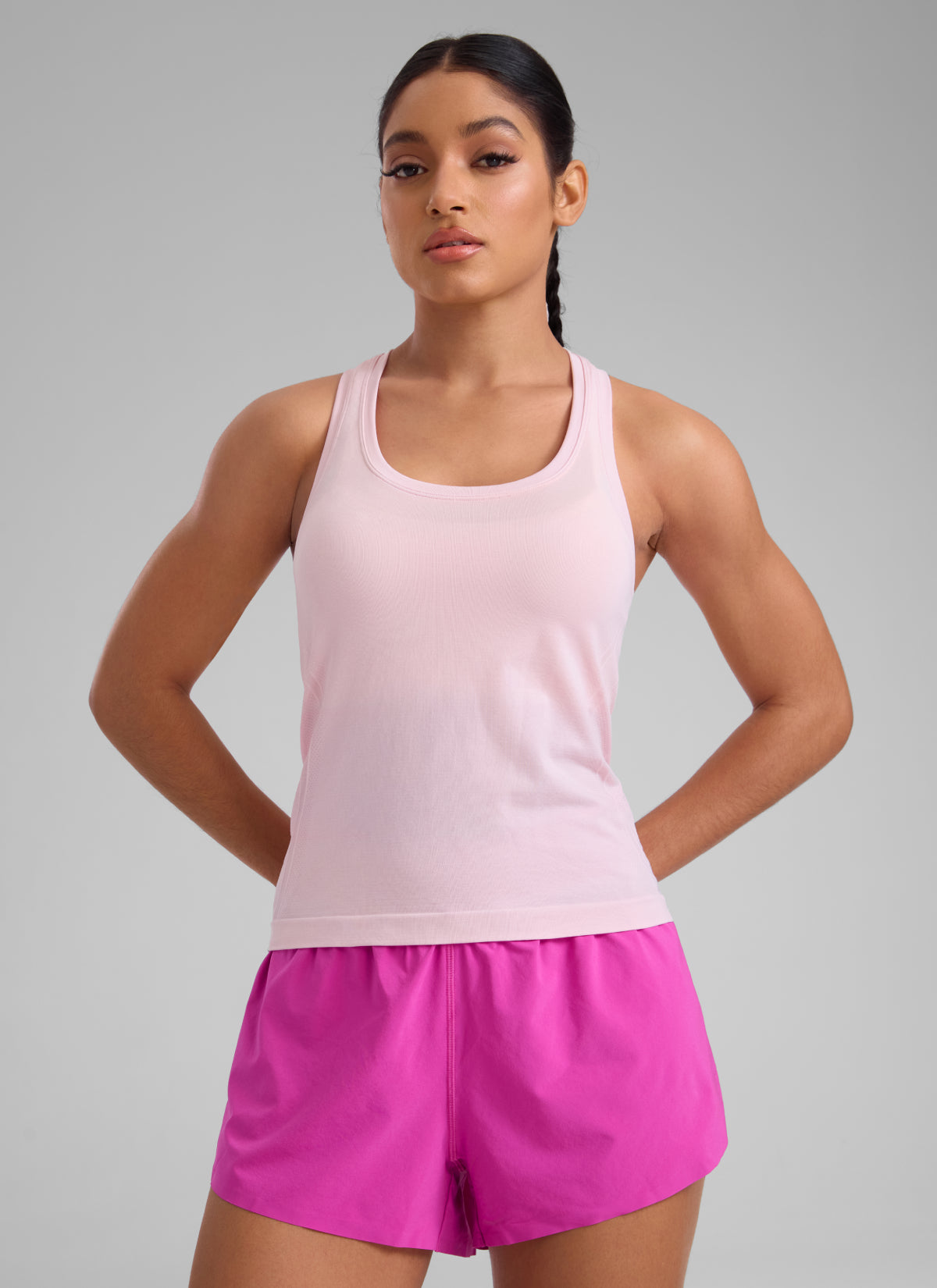 CRZ YOGA Women's Yoga Slim Fit Seamless Tank Crew Neck Racerback Strawberry Pink