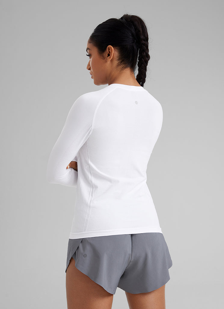 CRZ YOGA Women Seamless Workout Crew Neck Long Sleeve Shirts Black