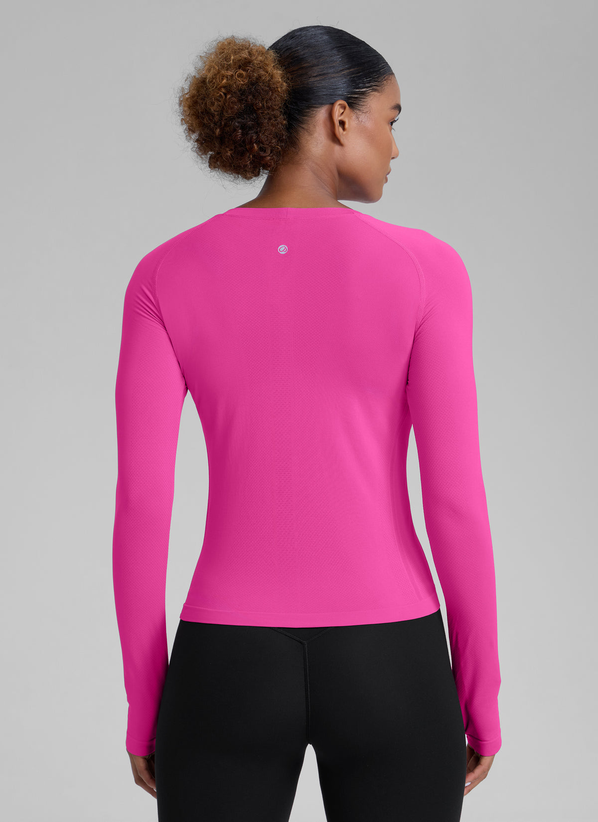 CRZ YOGA Women's Run Train Shirts Seamless Long Sleeve Waist Length Hibiscus Purple @model_info:Babrabra
