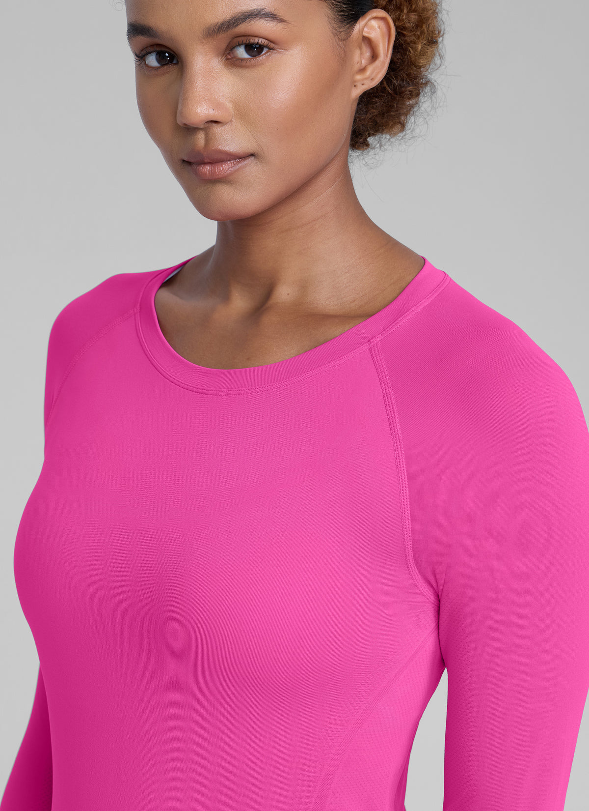 CRZ YOGA Women's Run Train Shirts Seamless Long Sleeve Waist Length Hibiscus Purple @model_info:Babrabra