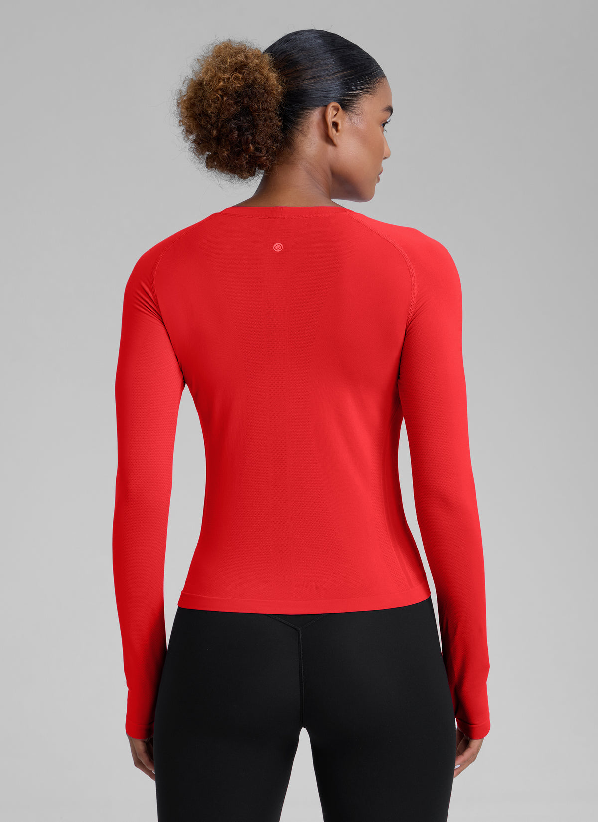 CRZ YOGA Women's Run Train Shirts Seamless Long Sleeve Waist Length Deep Red @model_info:Babrabra