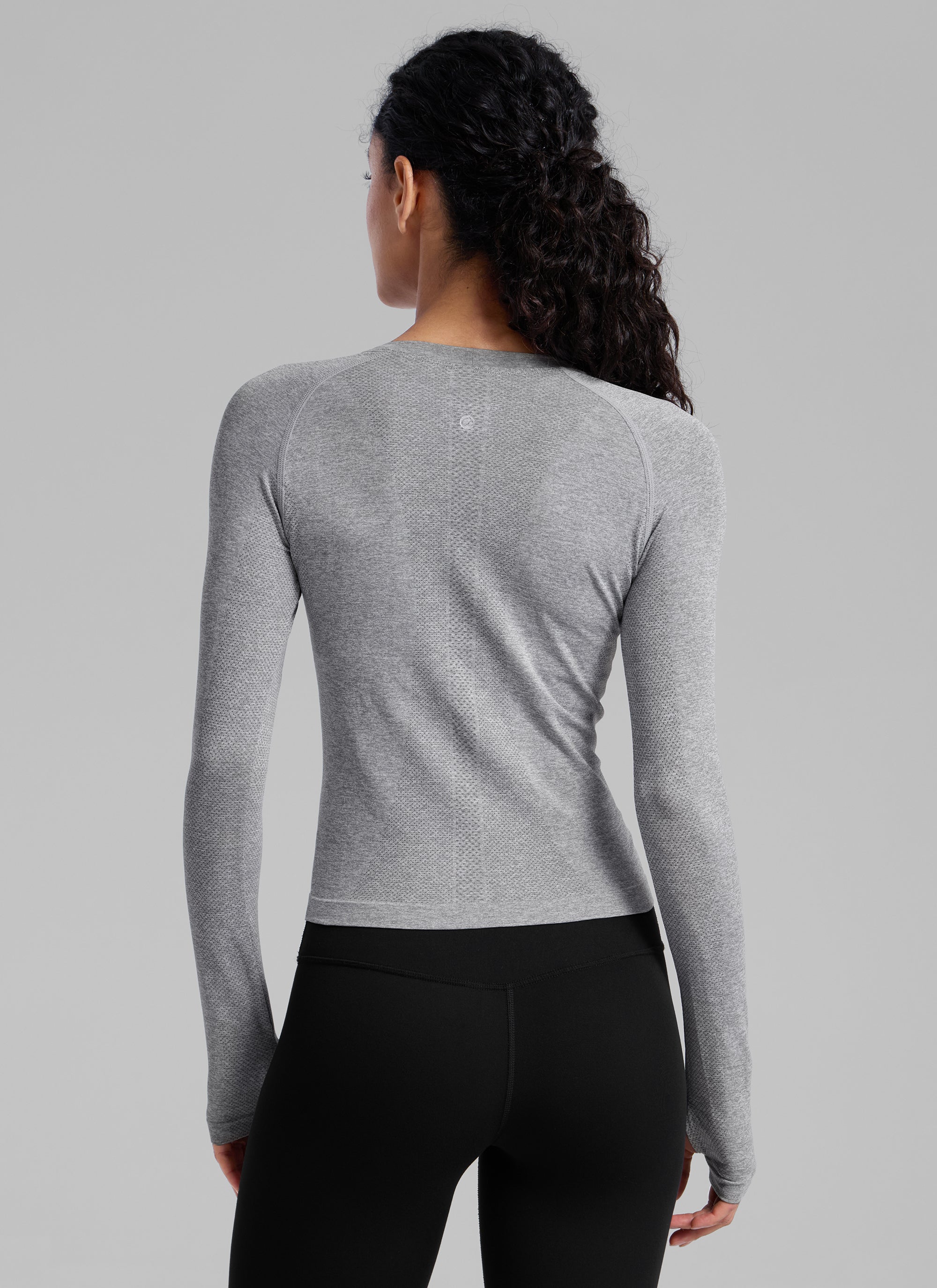 CRZ YOGA Women's Running Quick Dry Shirts Seamless Long Sleeves Grey Sage