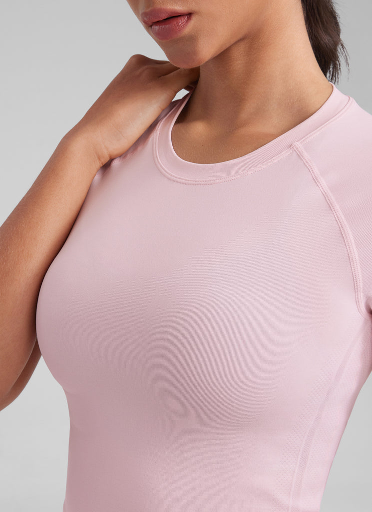 CRZYOGA Women's Running Slim Fit Shirts Seamless Cropped Short Sleeves Deep Red