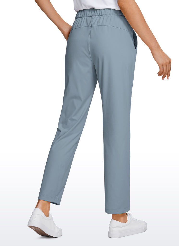 CRZ YOGA Women's Travel Slim Fit Stretch Drawstring 7/8 Pants 27'' Milky White
