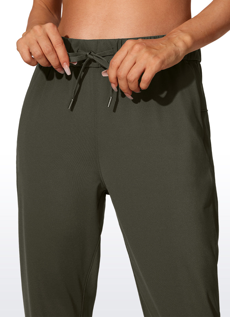 CRZ YOGA Women's Travel Slim Fit Stretch Drawstring Jogger 27'' Olive Green