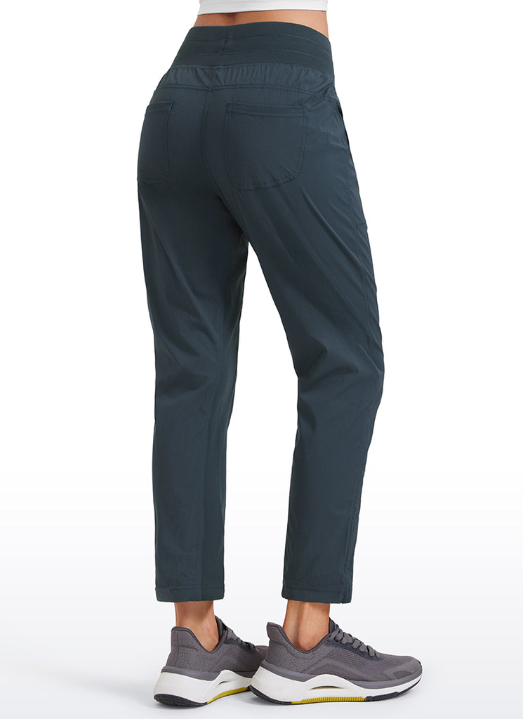 CRZ YOGA Women's Travel Slim Fit Striped Pants 27'' Cinched Leg Ink Gray