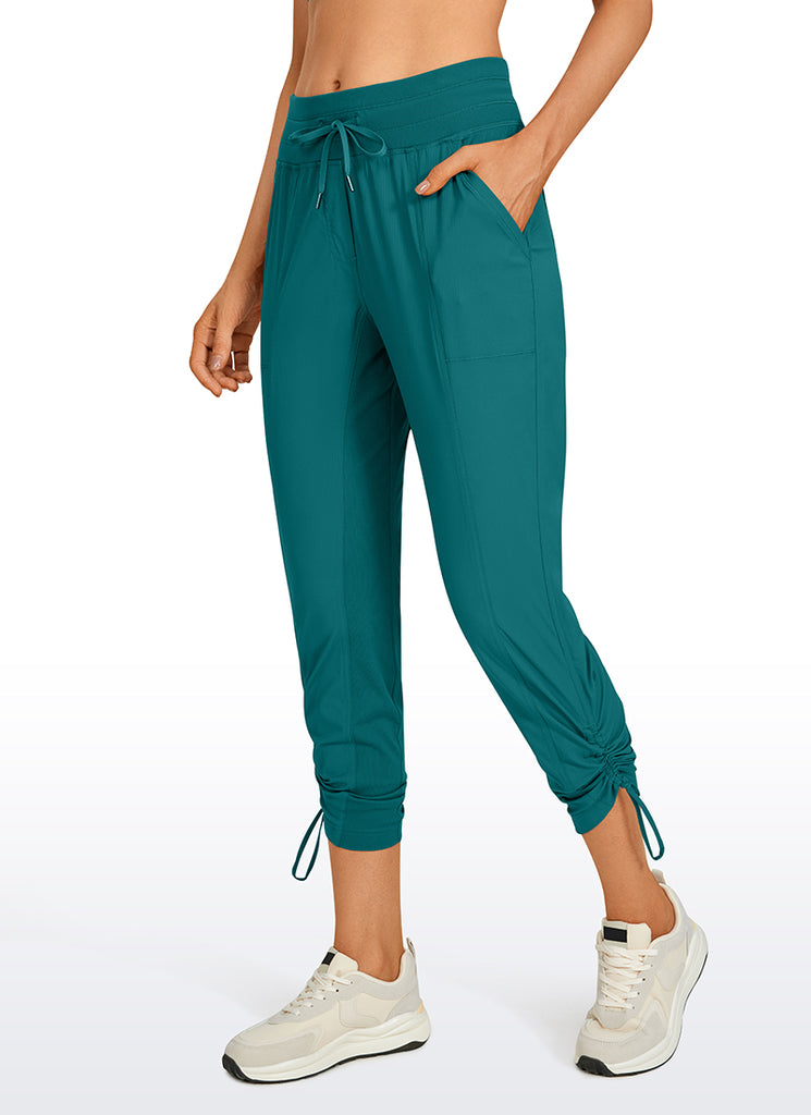 CRZ YOGA Women's Travel Slim Fit Striped Pants 27'' Cinched Leg Melanite