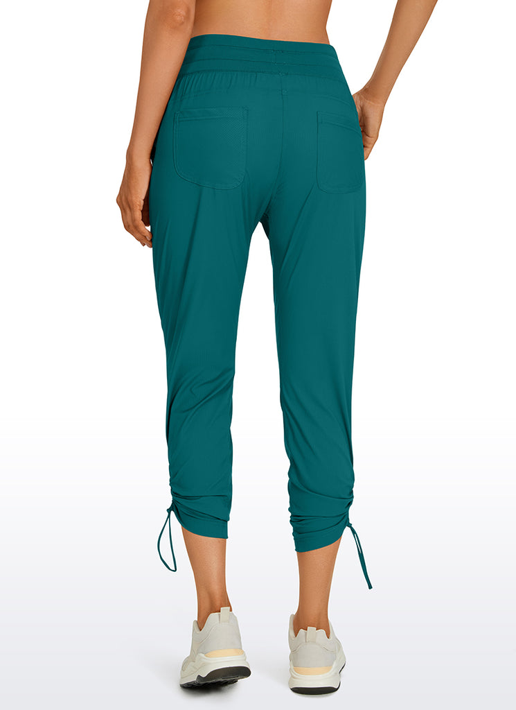 CRZ YOGA Women's Travel Slim Fit Striped Pants 27'' Cinched Leg Melanite