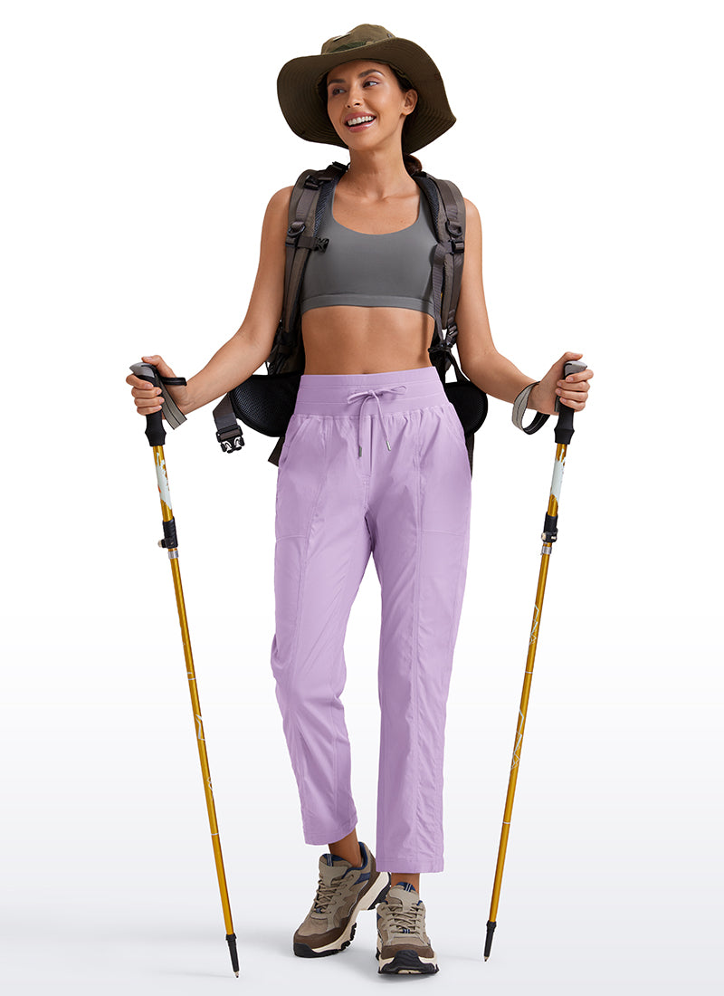 CRZ YOGA Women's Travel Slim Fit Striped Pants 27'' Cinched Leg Lilac