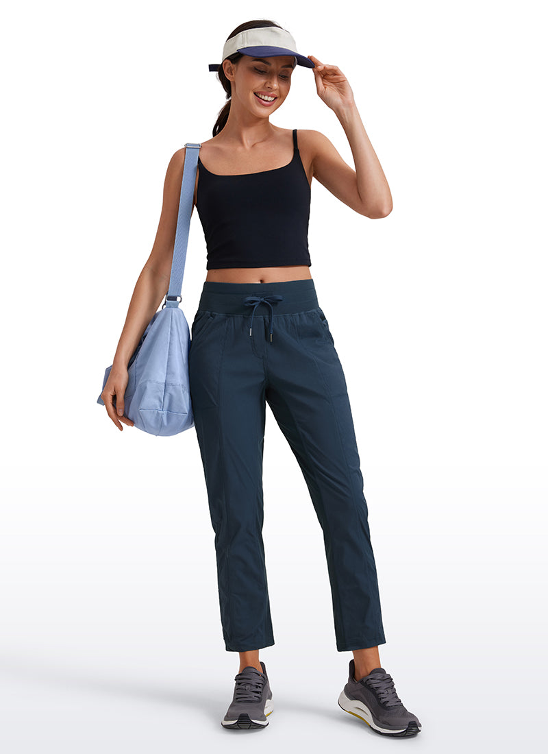 CRZ YOGA Women's Travel Slim Fit Striped Pants 27'' Cinched Leg Ink Blue