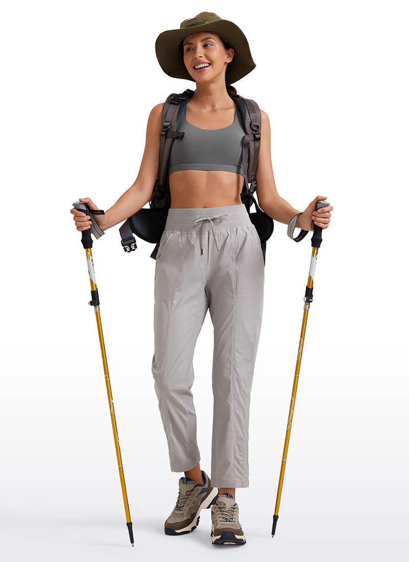 CRZ YOGA Women's Travel Slim Fit Striped Pants 27'' Cinched Leg Dark Chrome