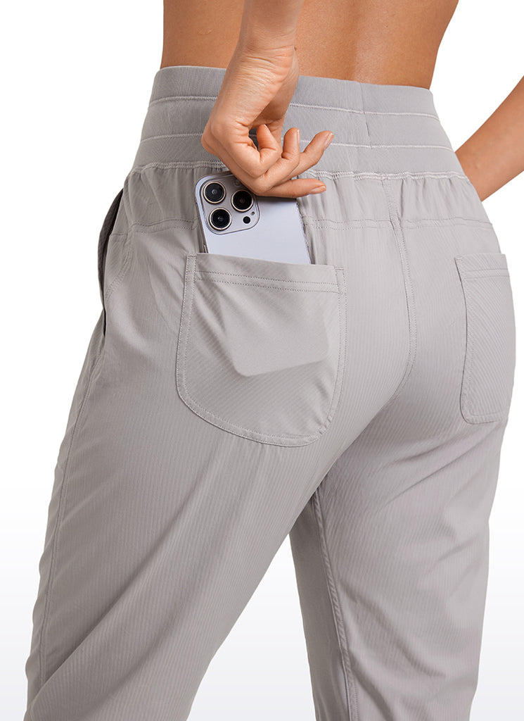 CRZ YOGA Women's Travel Slim Fit Striped Pants 27'' Cinched Leg Dark Chrome