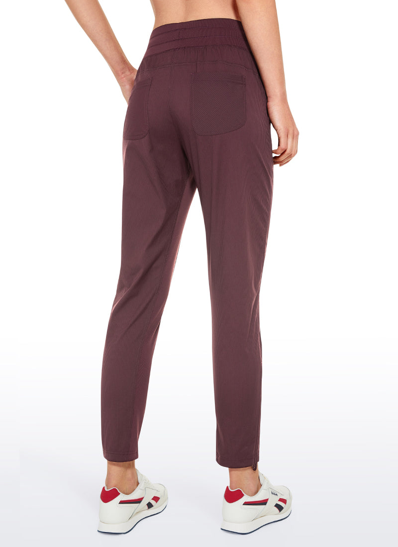 CRZ YOGA Women's Travel Slim Fit Striped Pants 27'' Cinched Leg Dark Russet