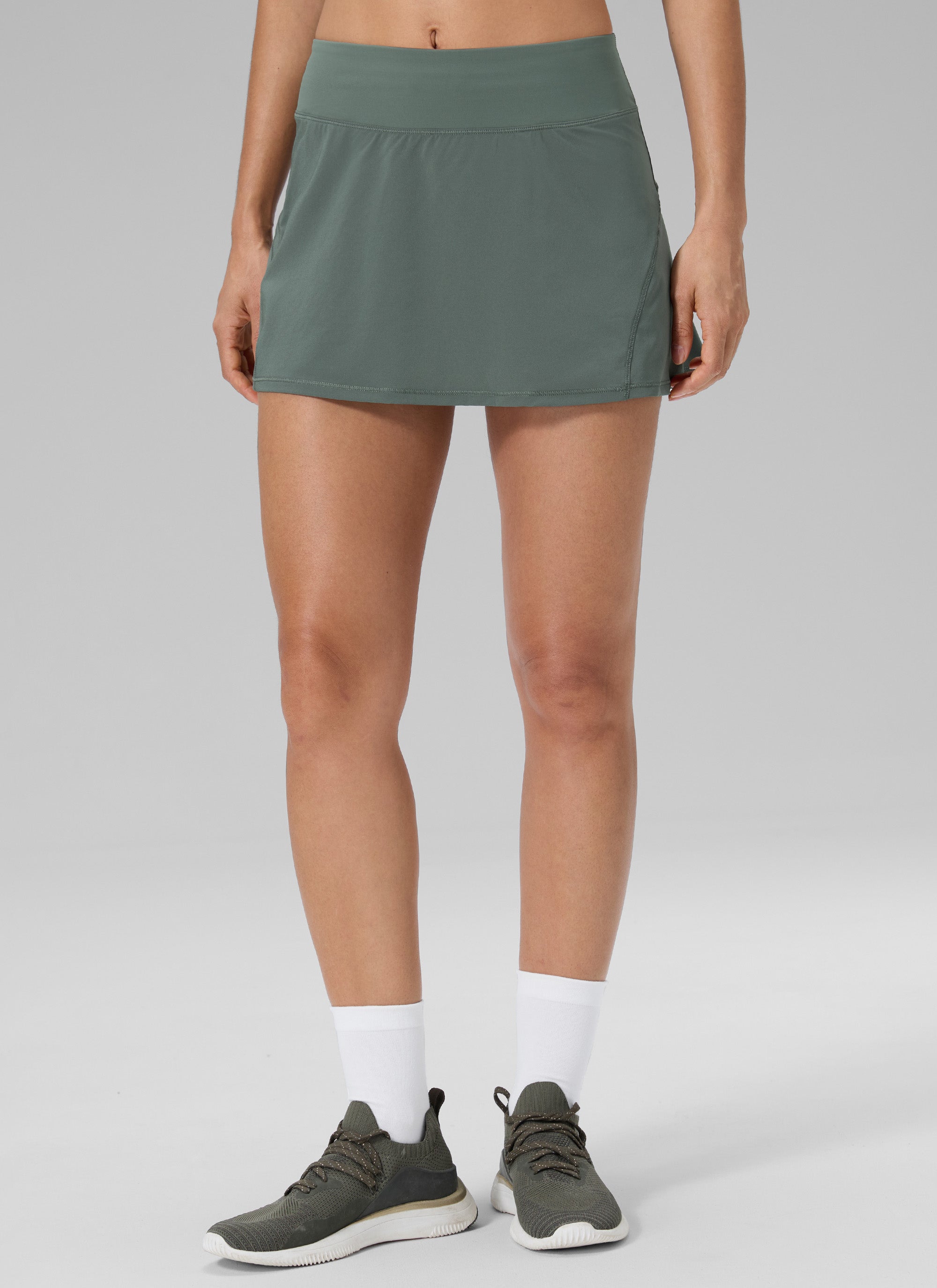 CRZ YOGA Women's Tennis Skrit Feathery-Fit Pleated Tennis Skirt 13'' Grey Sage