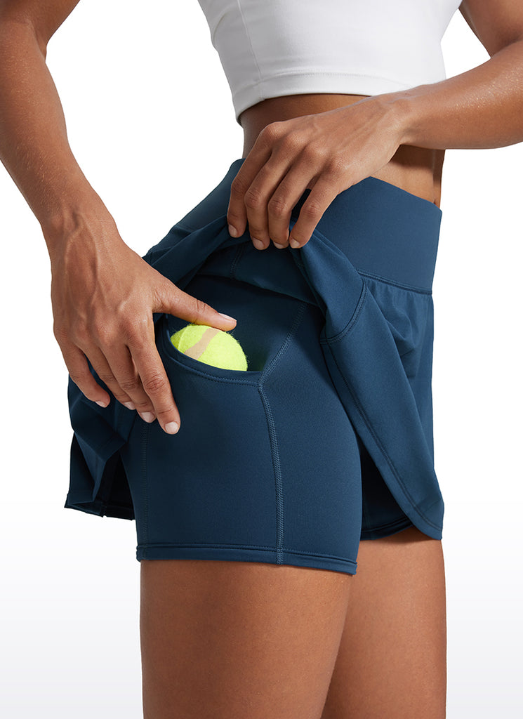 CRZ YOGA Women's Tennis Skrit Feathery-Fit Pleated Tennis Skirt 13'' Hibiscus Purple