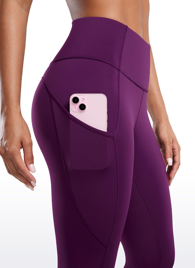 CRZ YOGA Women's Yoga Train High Rise Nakedfeel Pocket Leggings 25'' Coffee Brown