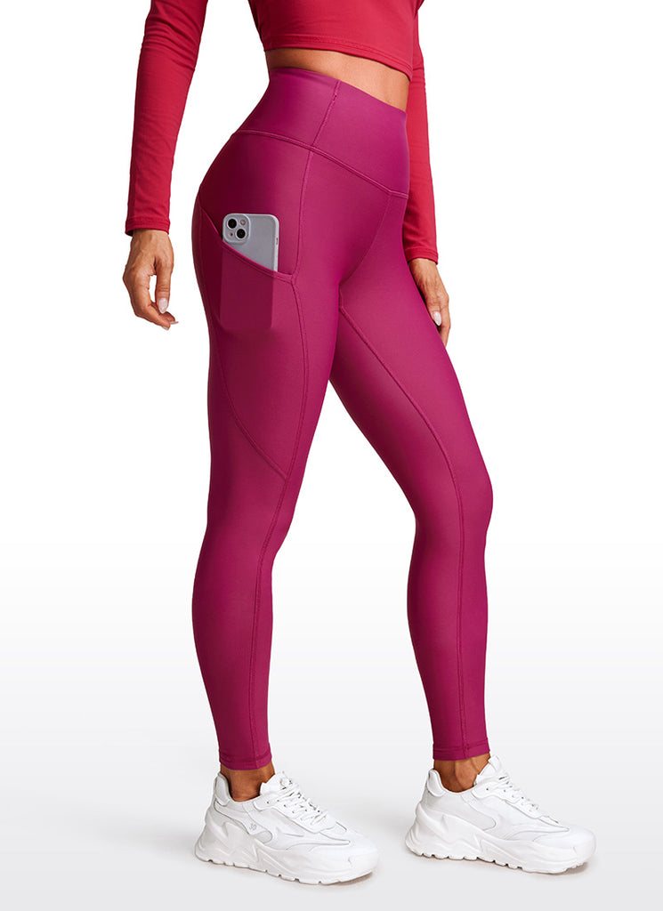 CRZ YOGA Women's High Rise Thermal Fleece Lined Pocket Leggings 28'' Melanite