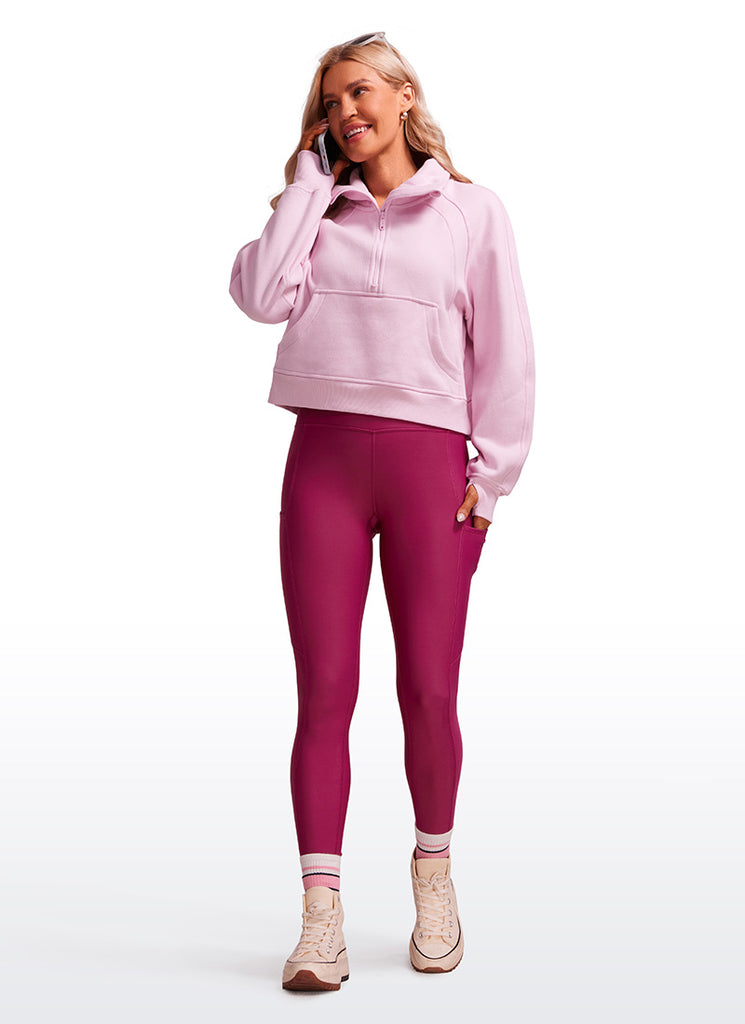 CRZ YOGA Women's High Rise Thermal Fleece Lined Pocket Leggings 28'' Melanite