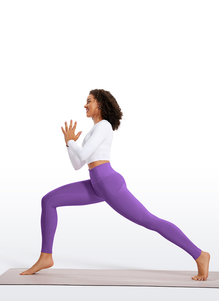 CRZ YOGA Women's High Rise Thermal Fleece Lined Pocket Leggings 28'' Royal Lilac
