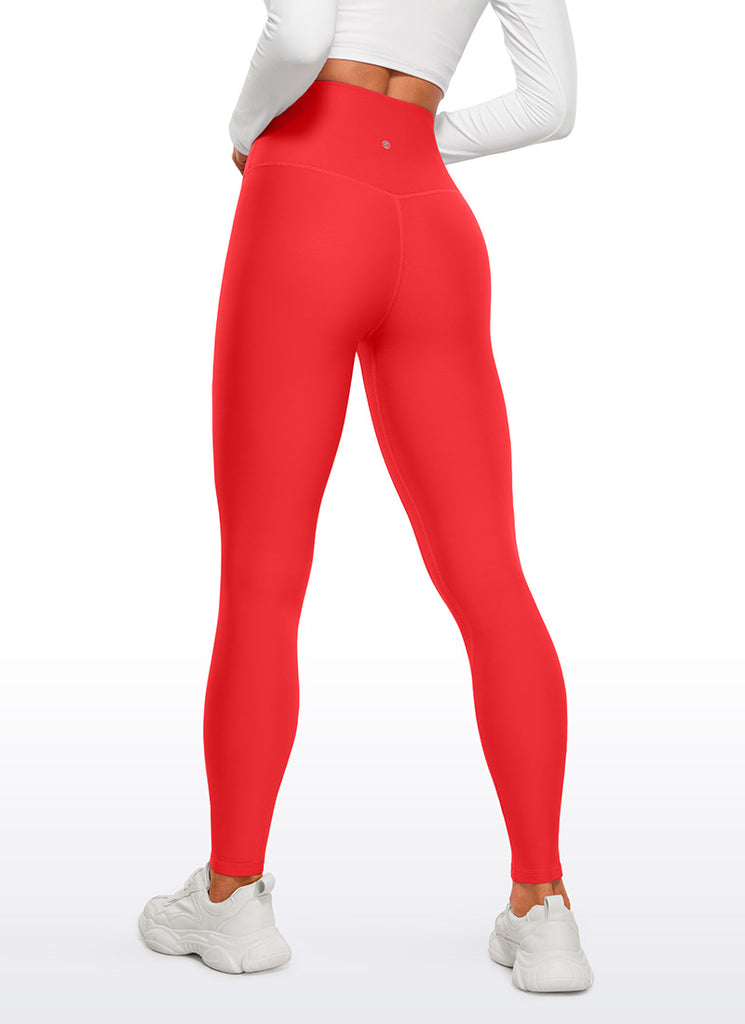 CRZ YOGA Women's Winter High Rise Thermal Fleece Lined Leggings 28'' Deep Red