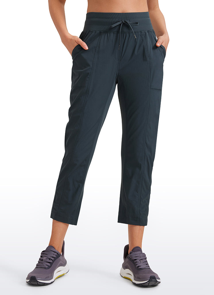 CRZ YOGA Women's Travel Slim Fit Striped Pants 25'' Cinched Leg Dark Chrome