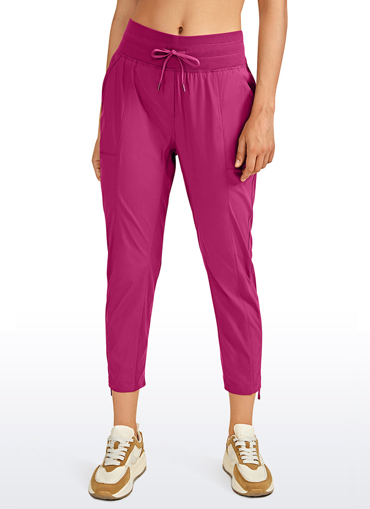 CRZ YOGA Women's Travel Slim Fit Striped Pants 25'' Cinched Leg Lilac