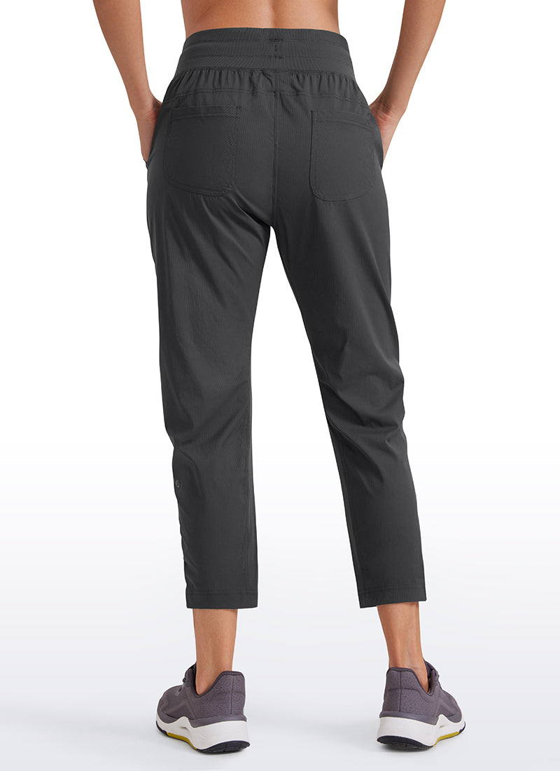 CRZ YOGA Women's Travel Slim Fit Striped Pants 25'' Cinched Leg Black