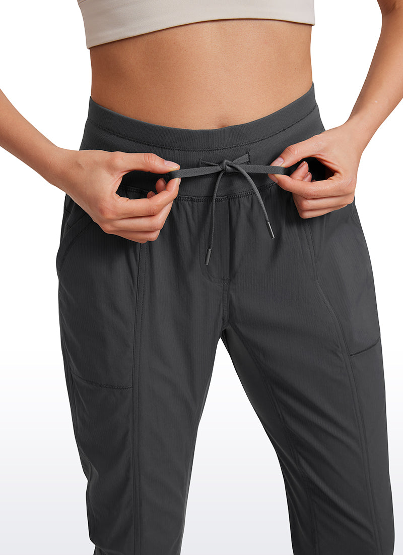 CRZ YOGA Women's Travel Slim Fit Striped Pants 25'' Cinched Leg Ink Gray