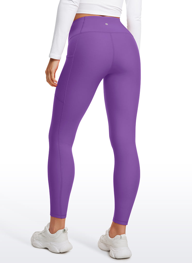CRZ YOGA Women's High Rise Thermal Fleece Lined Pocket Legging II 25'' Royal Lilac