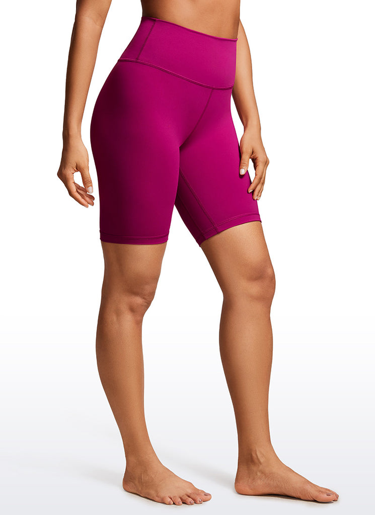 CRZ YOGA Women's Yoga High Rise Biker Shorts Nakedfeel Shorts 8'' Magenta Purple